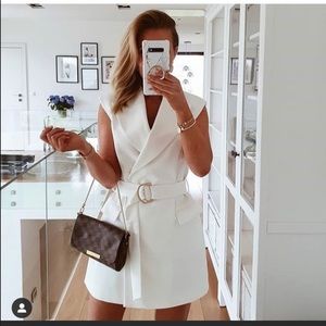 Coats | Zara Belted White Vest Dress 